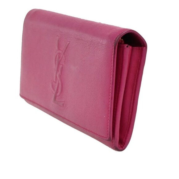 YVES SAINT LAURENT YSL Logo Belle De Jour Long Wallet Leather Pink GHW 66KB977 - Picture 2 of 14